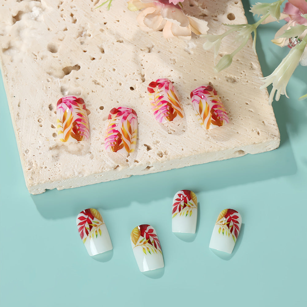Stylish artificial nails with botanical designs Stornfield