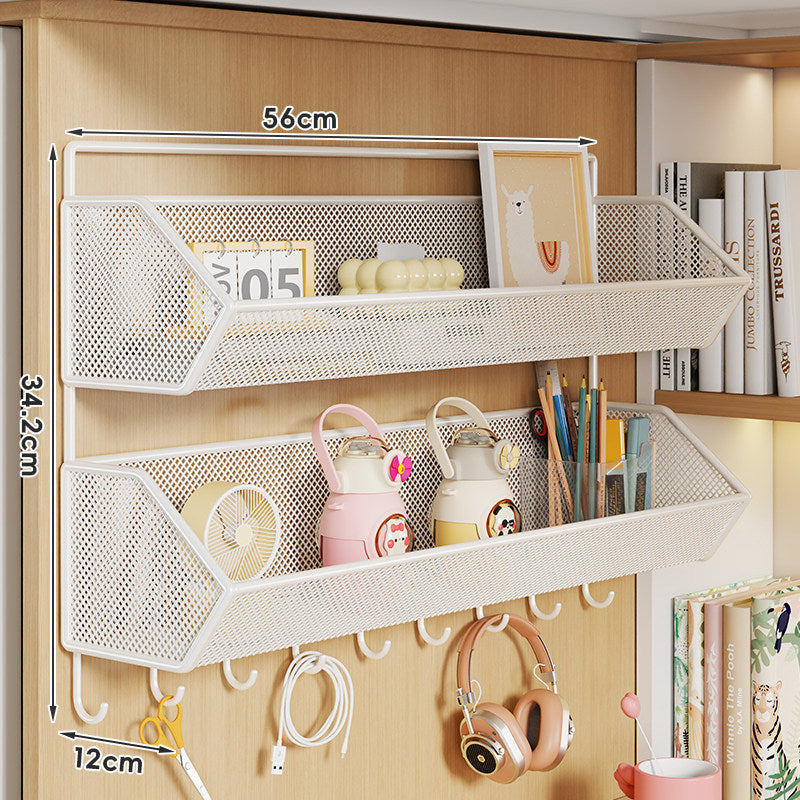Mesh Hanging Wall Storage Basket Shelf with Over-Cabinet Hook and Ventilated Steel Design
