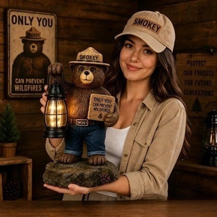 Decorative bear figurine with lantern Stornfield