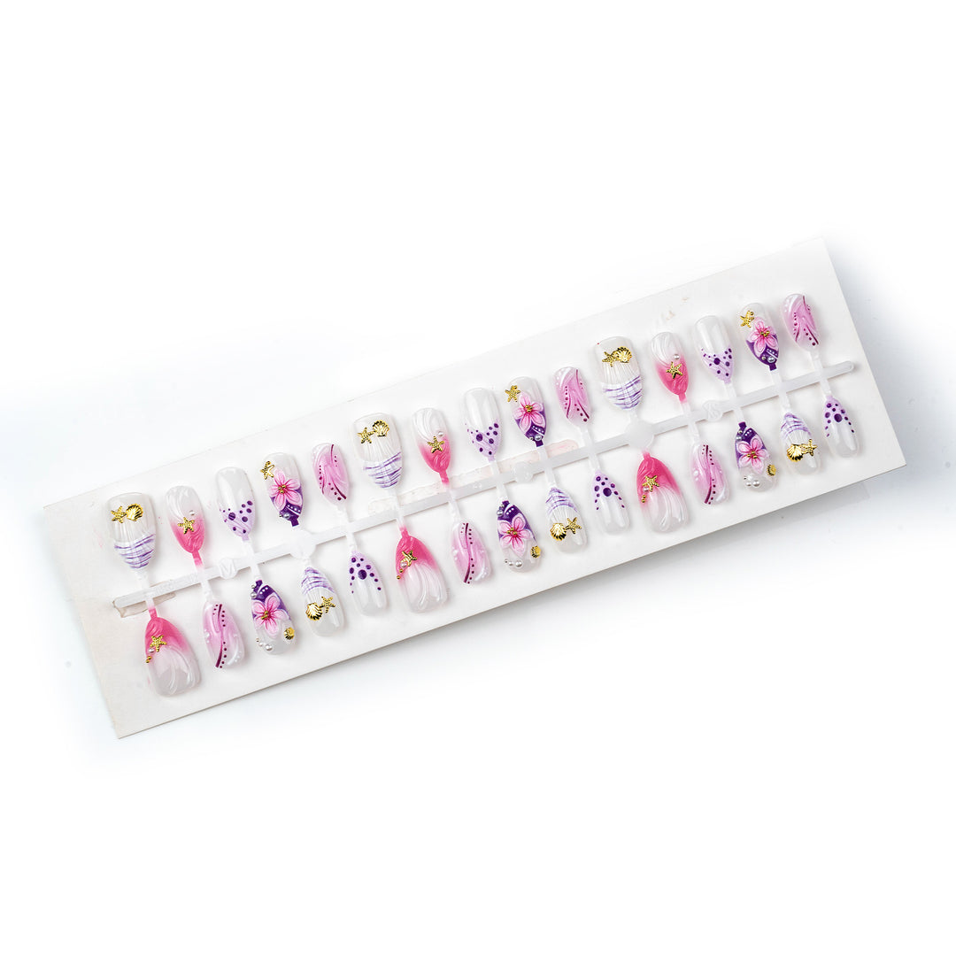 Artistic Floral-Embellished Press-On Nails Stornfield