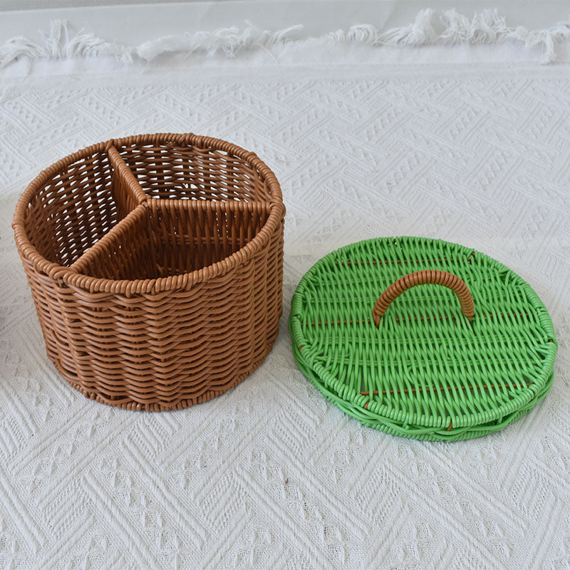 Triple-Compartment Woven Storage Basket Stornfield