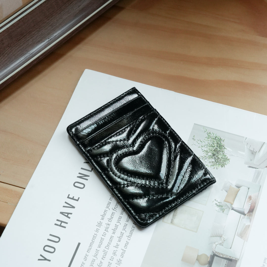 Metallic Heart-Embellished Card Holder