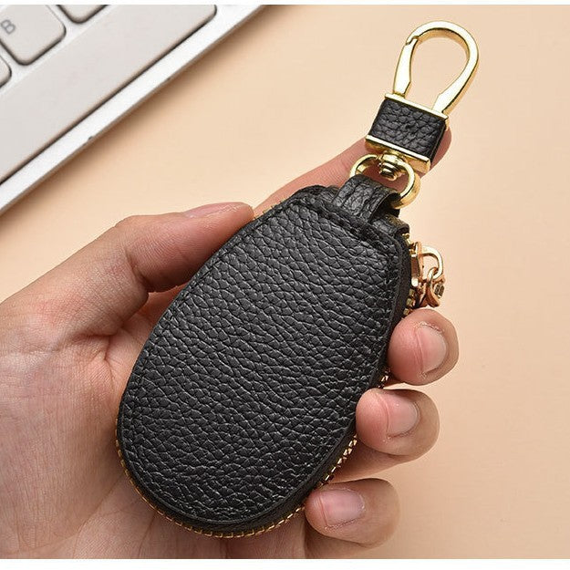 Compact Textured Leather Keychain Pouch Stornfield