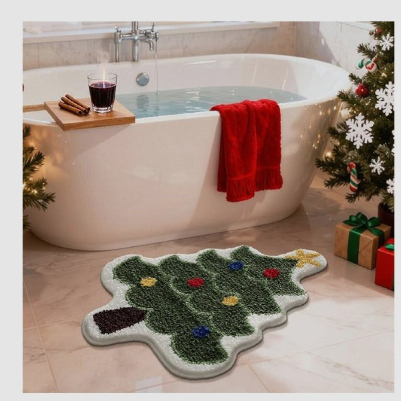 Festive Tree-Shaped Bath Mat