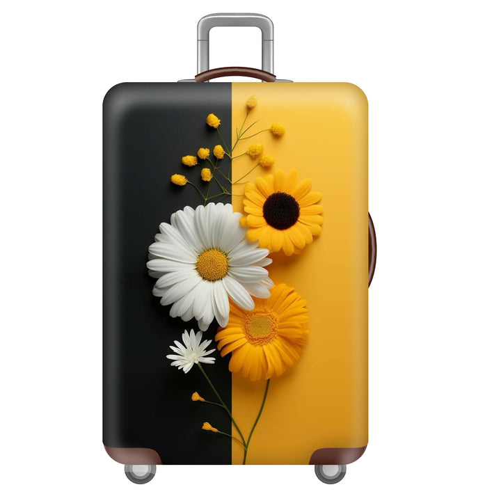 Unisex large hard shell suitcase with sturdy trolley handle and elastic motif protective cover superhero design Stornfield