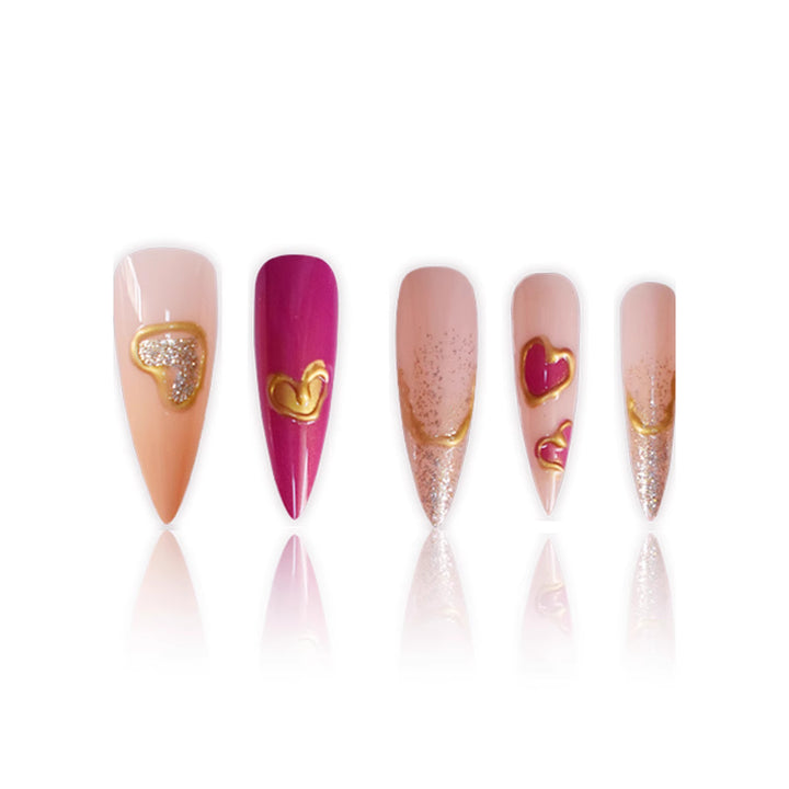 Heart-Embellished Acrylic Press-On Nails Stornfield