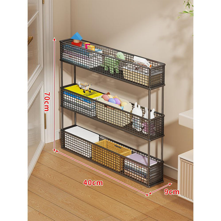 Slim Vertical Mesh Basket Organizer Rack for Narrow Spaces
