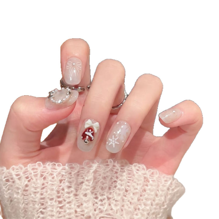 Artistic Winter-Themed Press-On Nail Set Stornfield