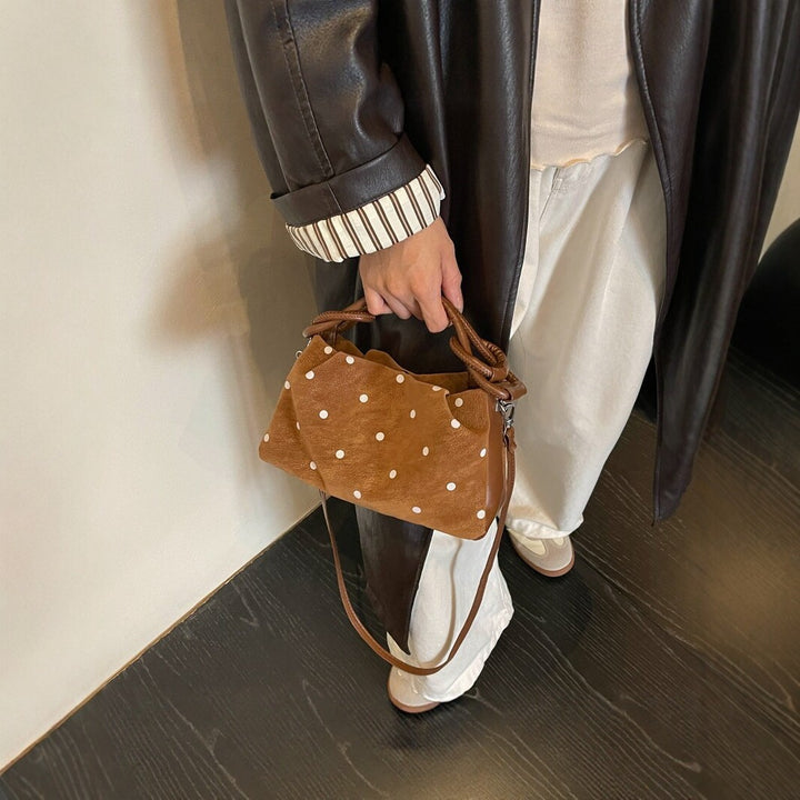 Polka Dot Textured Handheld Bag