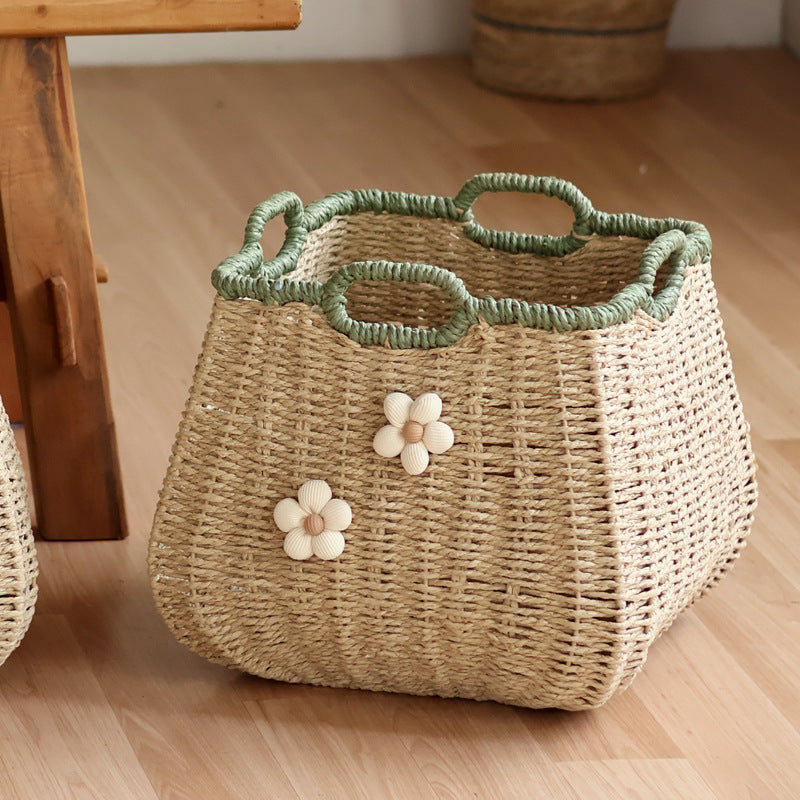 Stylish storage basket with flower appliqué Stornfield
