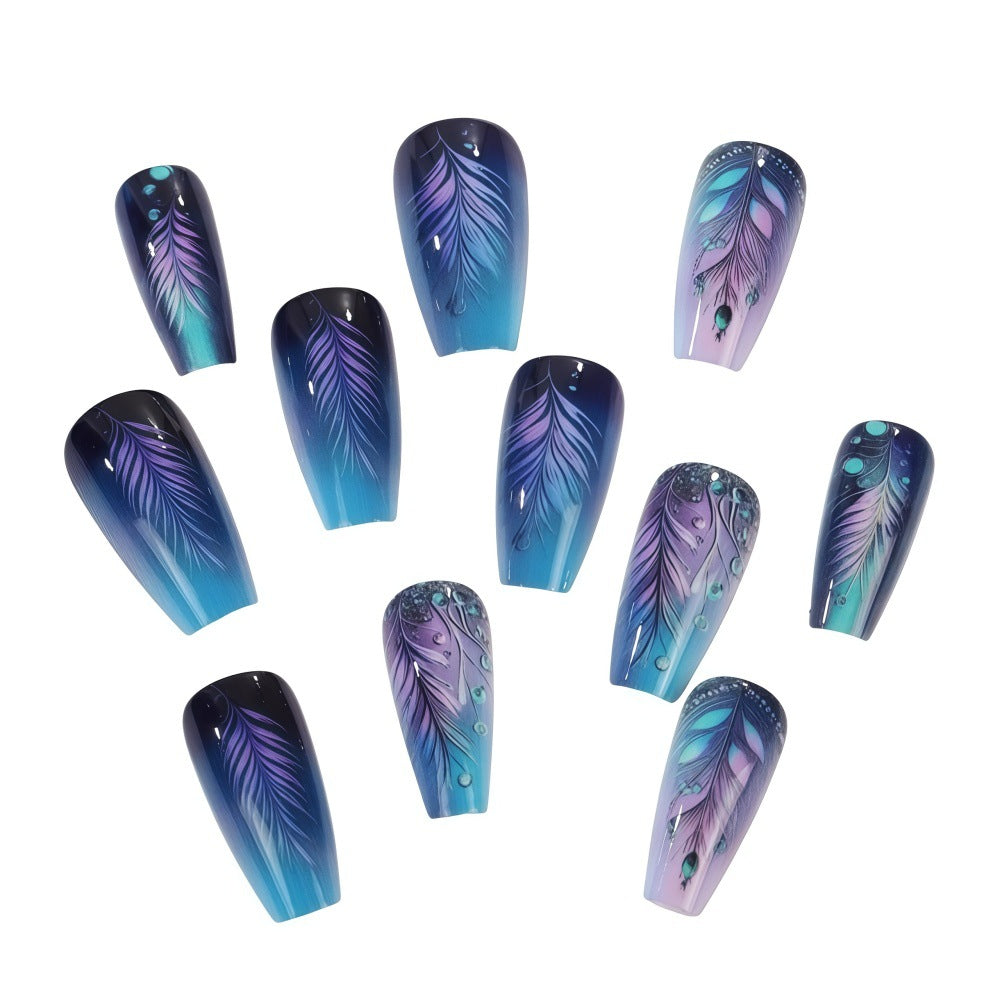 Artistic design nails with feather decoration Stornfield