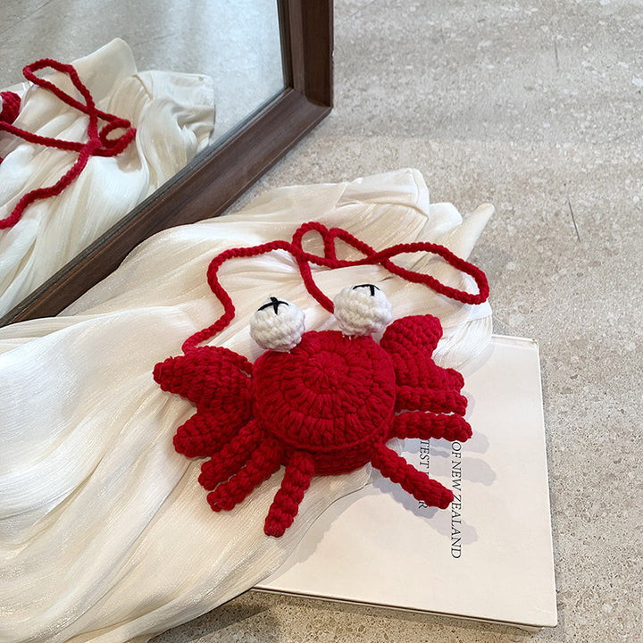 Crochet Crab-Shaped Crossbody Bag