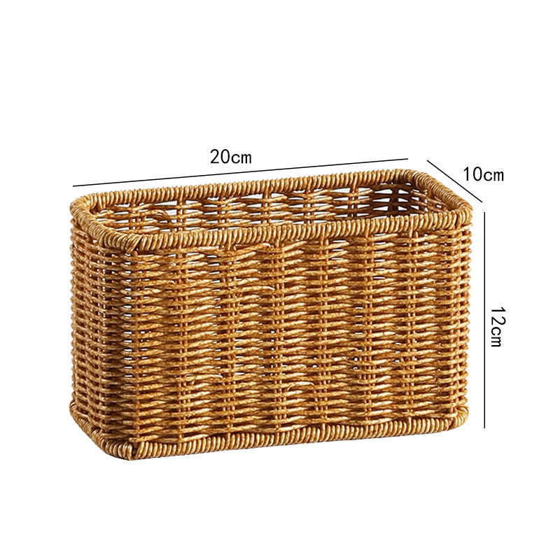 Handwoven Rectangular Storage Basket with Cutout Handles Stornfield