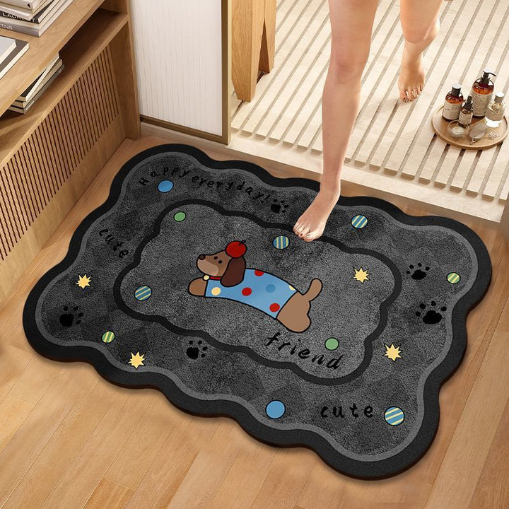 Cute Dog-Themed Decorative Bathroom Mat
