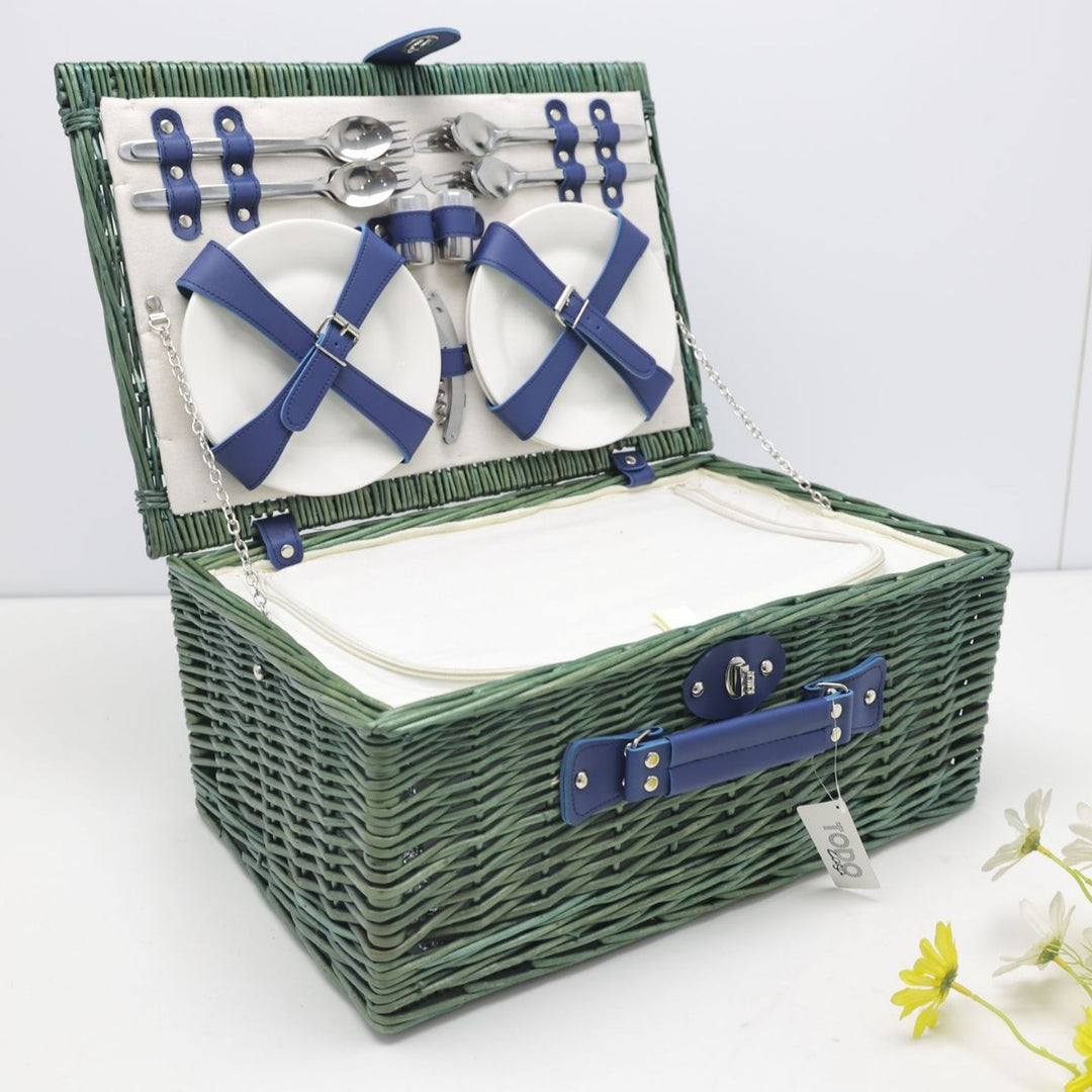 Women's versatile picnic basket with integrated dish set and insulated cooler bag Stornfield