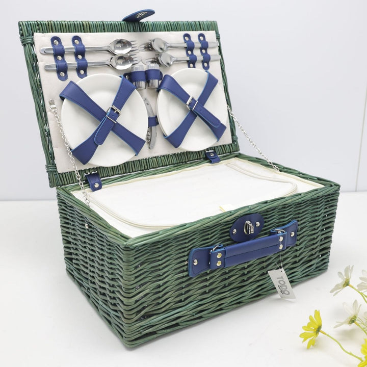 Women's versatile picnic basket with integrated dish set and insulated cooler bag Stornfield