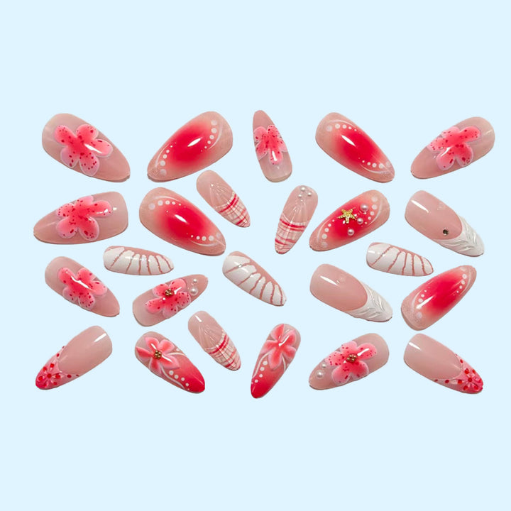 Artificial nails with 3D flower decoration Stornfield