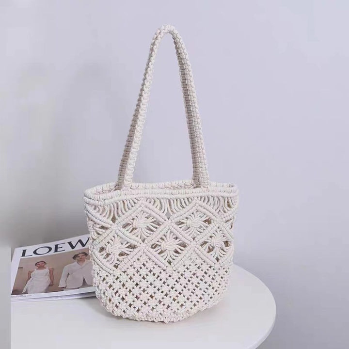 Hand-knotted synthetic fiber bag Stornfield