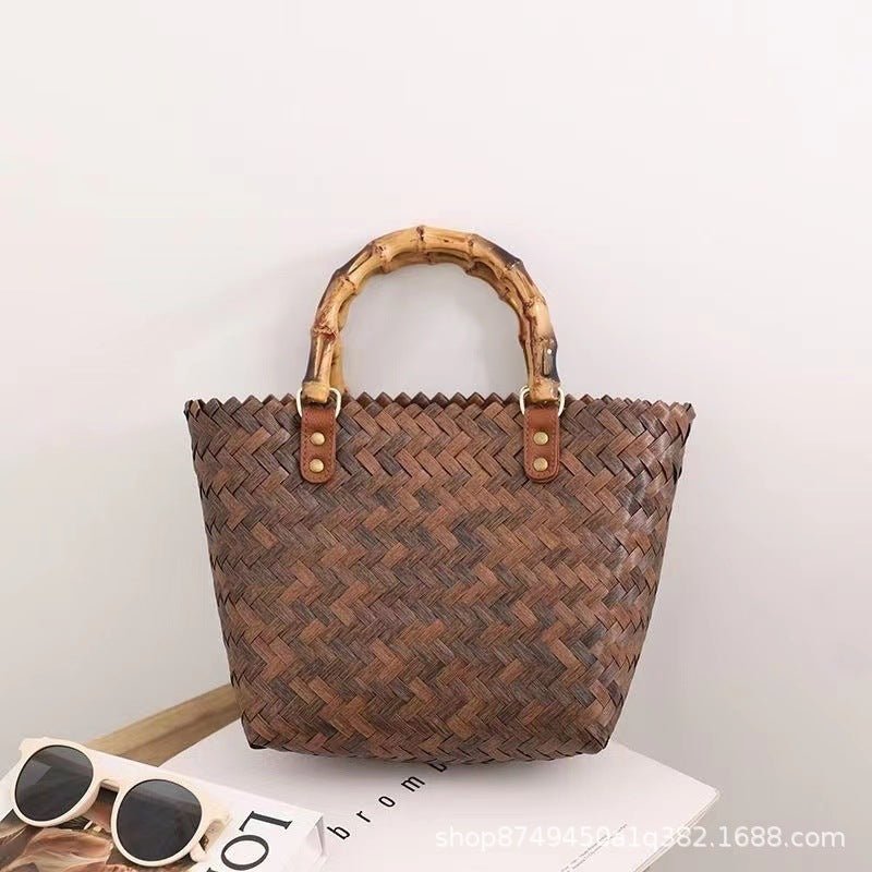 Handcrafted basket bag with bamboo handles Stornfield