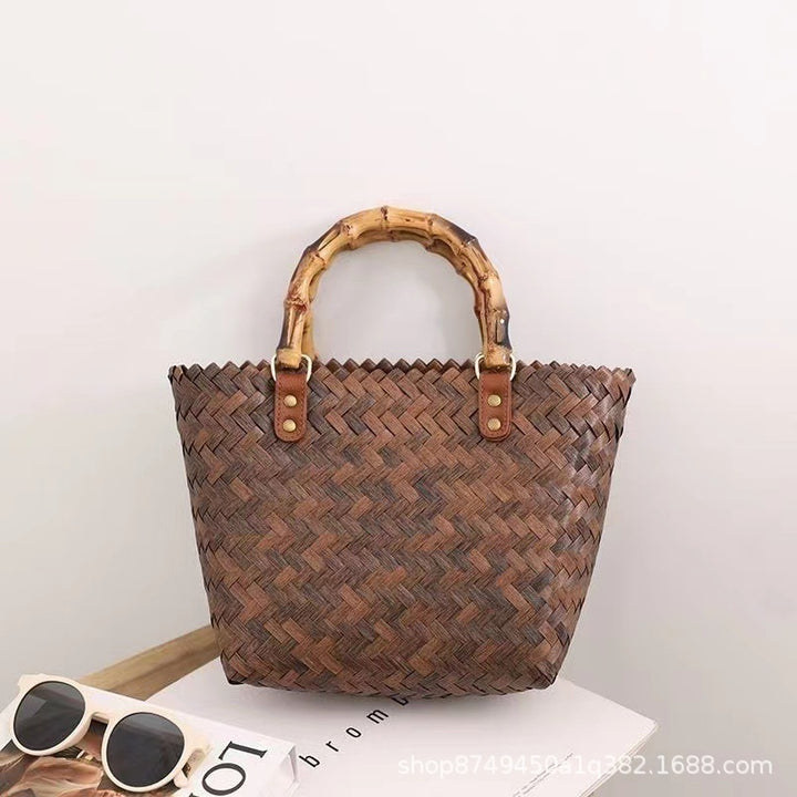 Handcrafted basket bag with bamboo handles Stornfield
