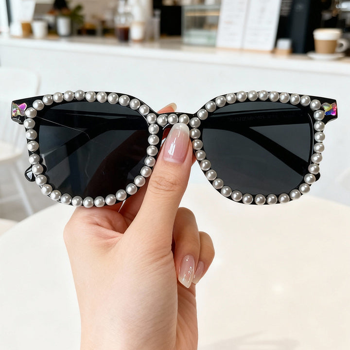Luxury Pearl-Embellished Cat-Eye Sunglasses Stornfield