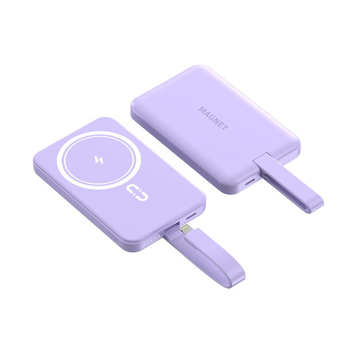 Magnetic power bank with wireless charging function and integrated cable system Stornfield