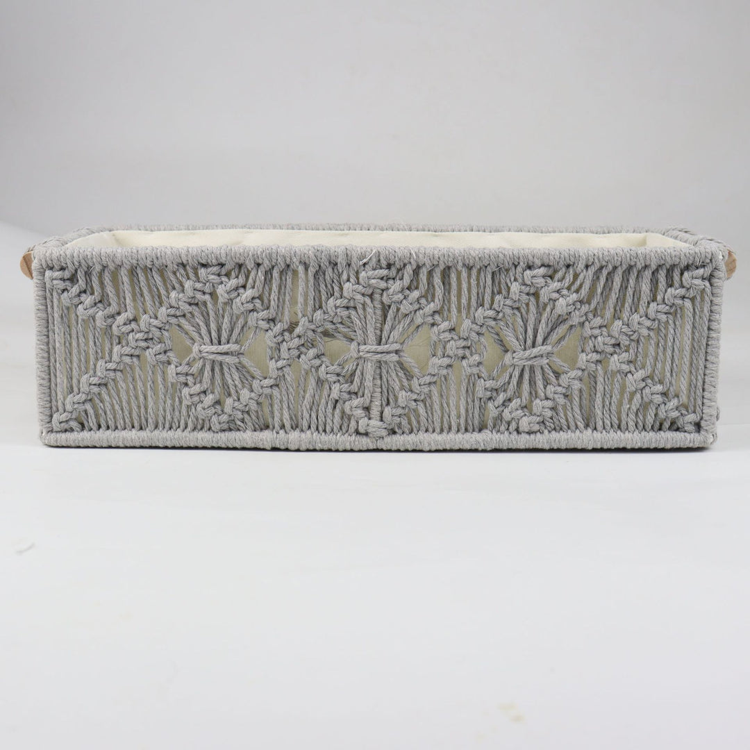 Storage basket with macrame pattern Stornfield