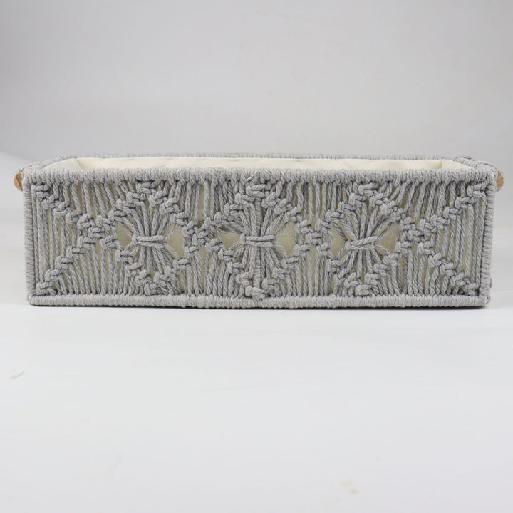 Storage basket with macrame pattern Stornfield