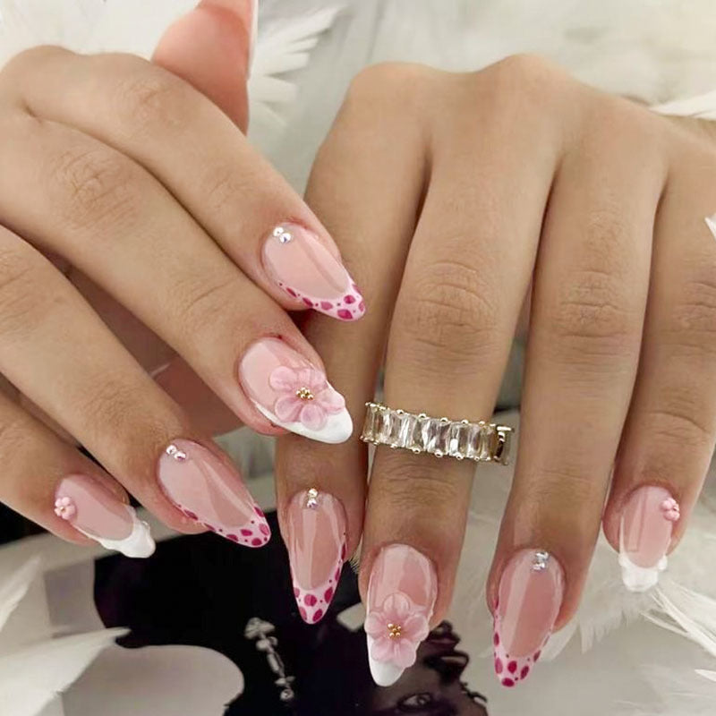 Floral-Embellished Press-On Nails Set  1791110894