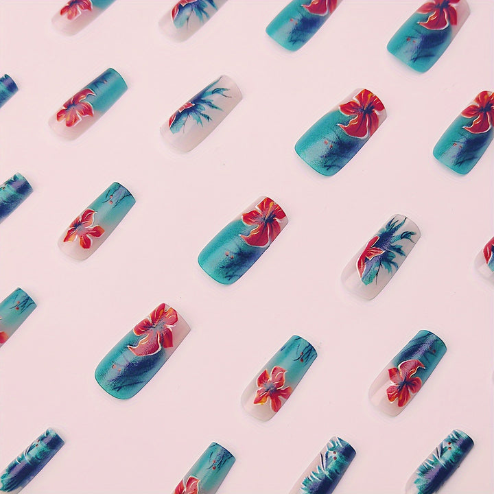 Creative Art Nails with Floral Hibiscus Design Stornfield
