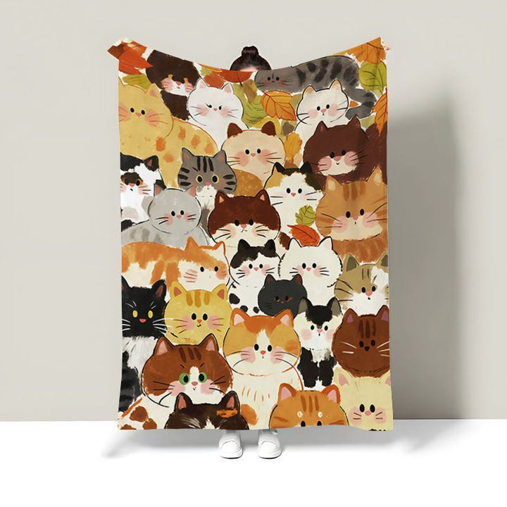 Cute Cat-Themed Fleece Throw Blanket