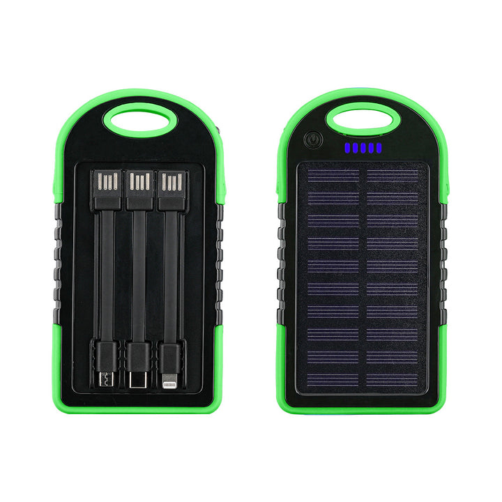 Portable Solar Power Bank with Integrated Cable Management and Fast Charging Function Stornfield