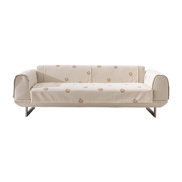 Three-seater sofa with geometric jacquard cover and sleek metal legs Stornfield