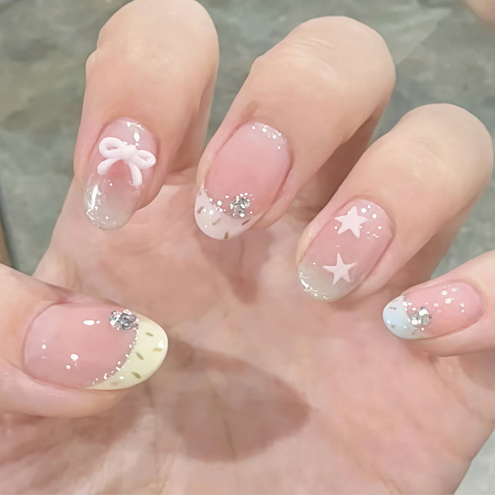 Artistic Press-On Nails Set with Decorative Accents Stornfield