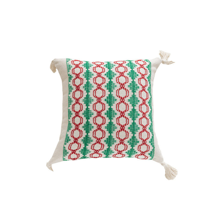 Handwoven Striped Tassel Lumbar Throw Pillow Cover with Hidden Zipper