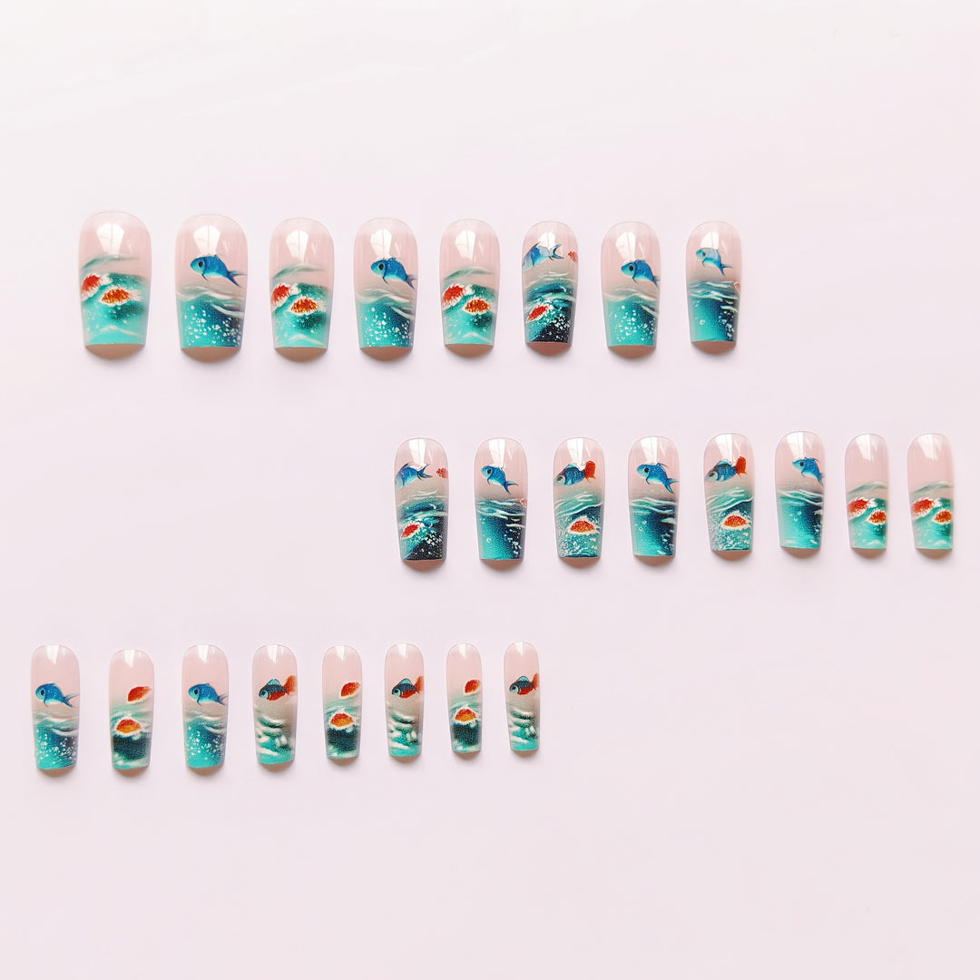 Artificial nail set with maritime design Stornfield