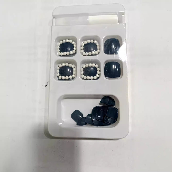 Decorative Press-On Nail Set with Pearl Accents Stornfield