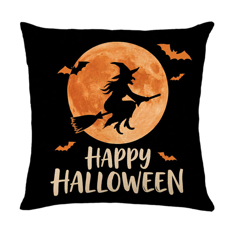 Halloween Ghost Cotton-Linen Square Throw Pillow Covers Set with Hidden Zipper