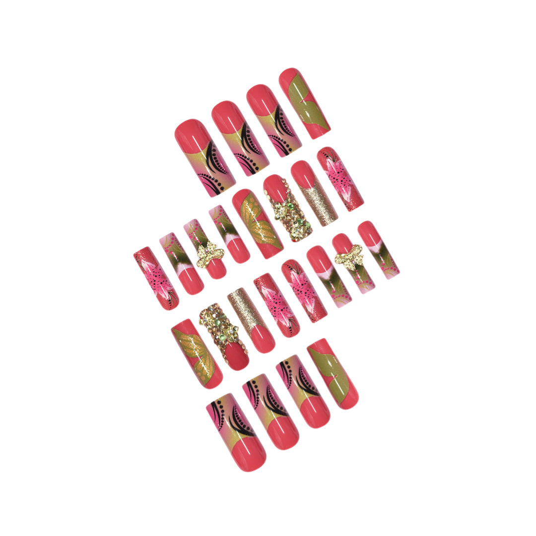 3D Floral Gemstone Press-On Nail Art Stornfield