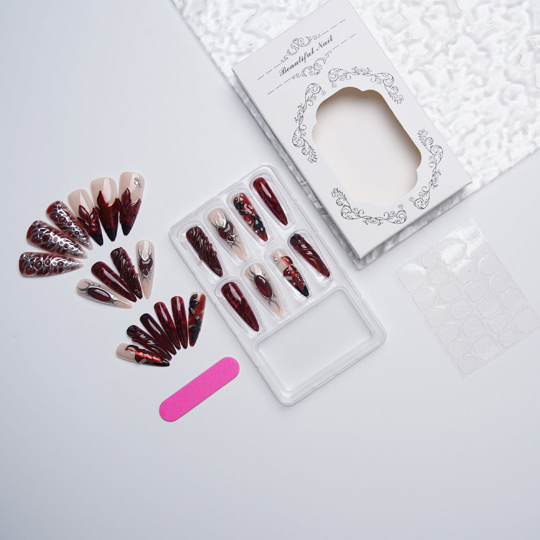 Acrylic nail set with artistic designs Stornfield