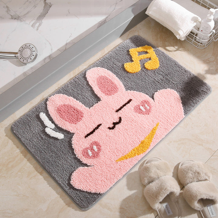Playful Bunny-Themed Bath Mat