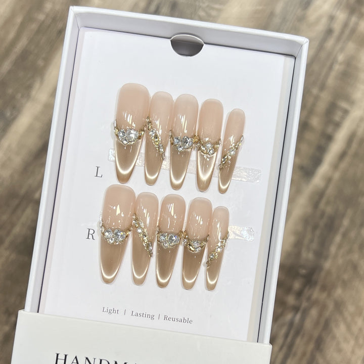 Elegant Stiletto Press-On Nail Set with Rhinestone Design Stornfield