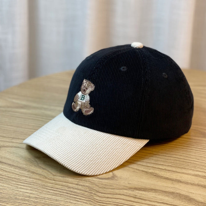 Women's Corduroy Baseball Cap with Teddy Bear Embroidery Stornfield