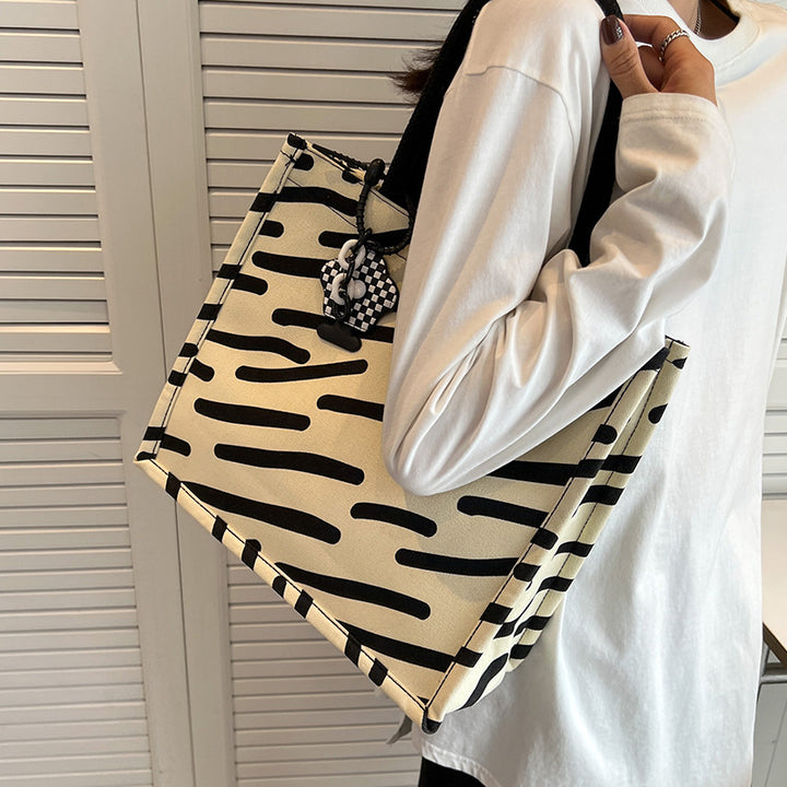 Graphic Print Canvas Tote Bag