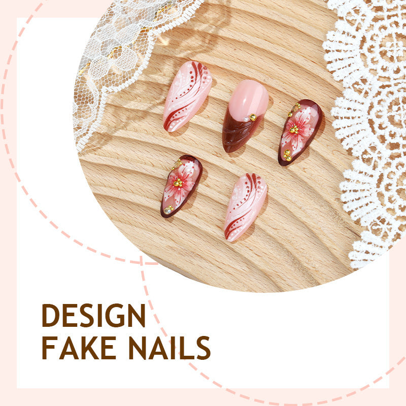 Creative Nail Art Set with Elegant Floral Accents Stornfield