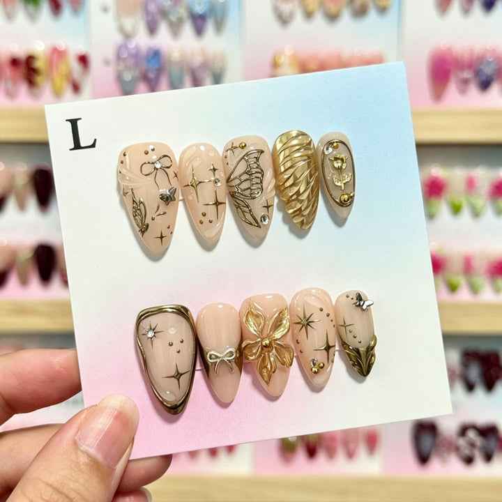 Handmade Floral Design Press-On Nails Set