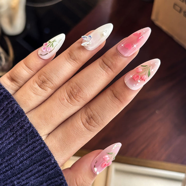 Floral-Embellished Press-On Nail Collection Stornfield