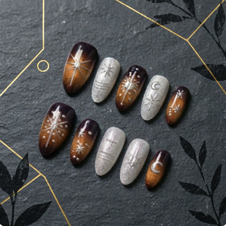 Glamorous artificial nails with sparkling star design Stornfield