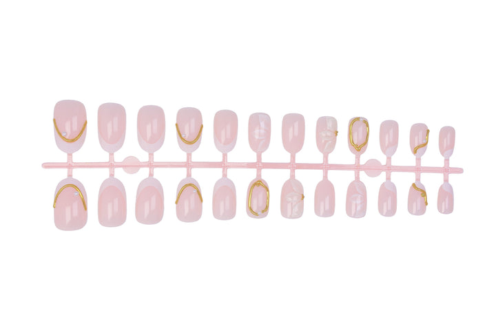 Elegant artificial nail set with romantic floral decorations Stornfield