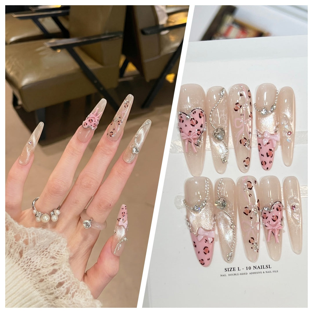 Artistic Stiletto Press-On Nail Set with Charming Patterns Stornfield